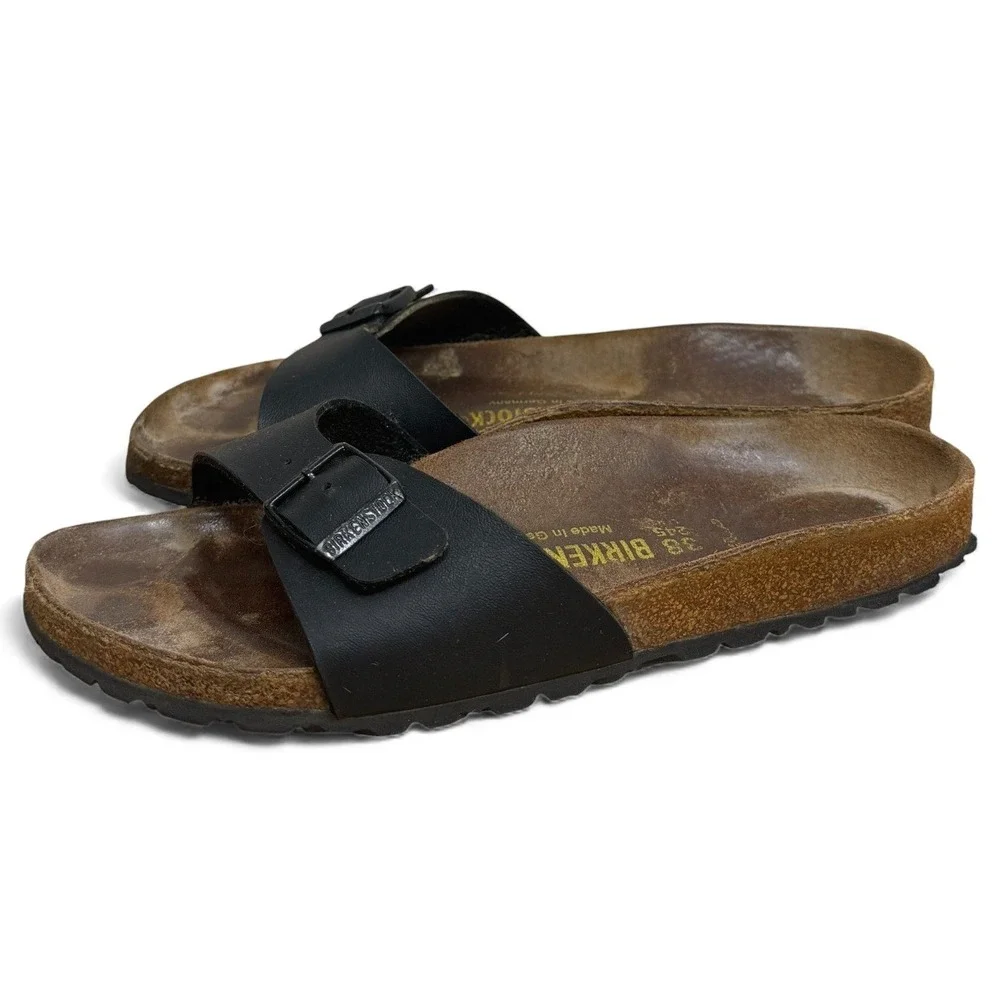 Birkenstock Madrid Sandals Womens EU 38 US 7 7.5 Narrow Black Birko‎ Flor